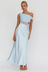 In Blooms Mesh Bodice Maxi Dress Blue