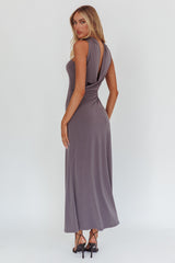 Damsel Reverse Halter Maxi Dress Charcoal