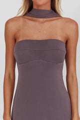 Damsel Reverse Halter Maxi Dress Charcoal