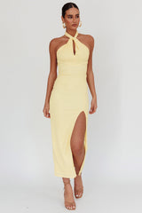 Oracle Halterneck Midi Dress Lemon