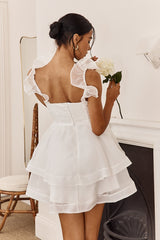 I've Got Sunshine Ruffle Strap Mini Dress White