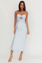 Good Impression Double Twist Maxi Dress Steel Blue