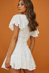 Isabelle Angel Sleeve Empire Dress White