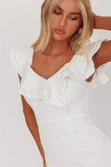 Rossi Off-Shoulder Double Ruffle Dress White