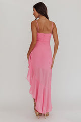 Nerida Waist Tie Asymmetric Dress Pink